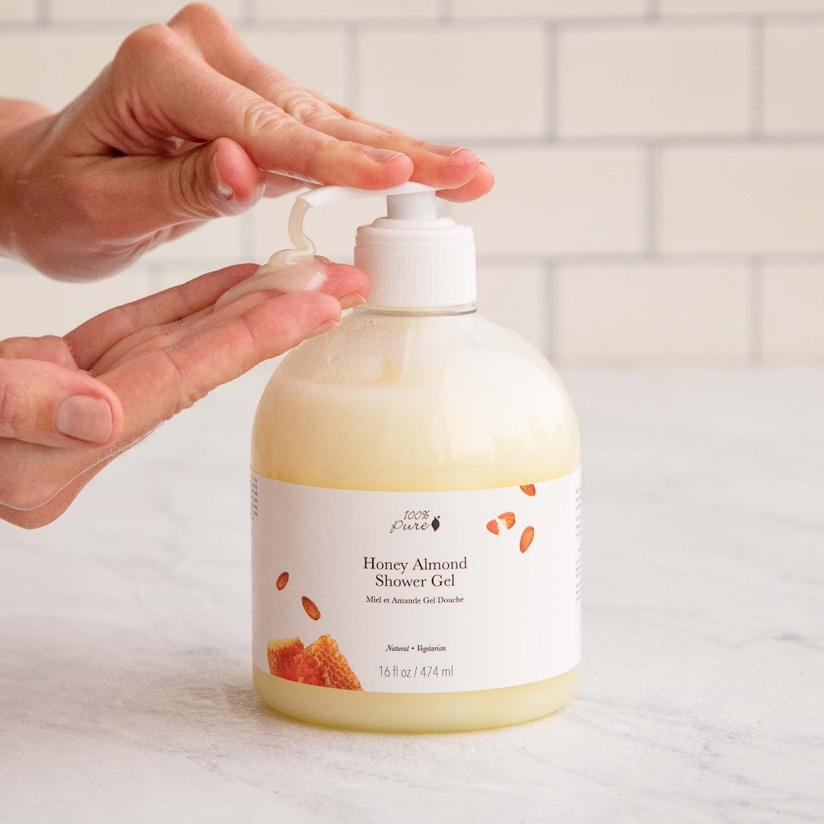 100 Percent Pure Honey Almond Shower Gel - The Green Kiss