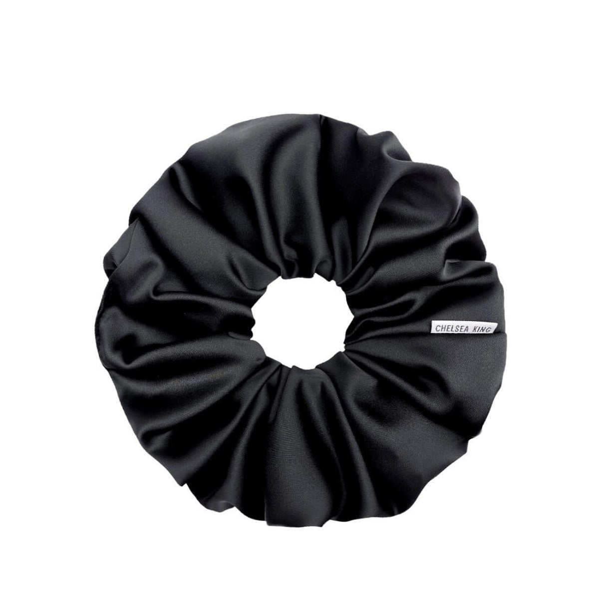 Chelsea King Satin Sleep Black Scrunchie - Oversized - The Green Kiss
