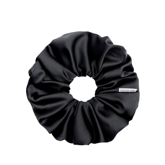 Chelsea King Satin Sleep Black Scrunchie - Oversized - The Green Kiss