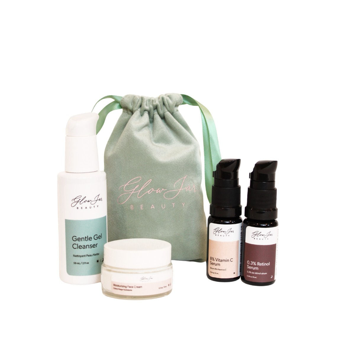 Glow Jar Beauty Mini Travel Skincare Set - The Green Kiss