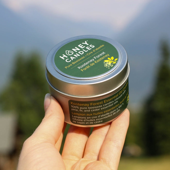 Honey Candles Beeswax Tin Candle - Kootenay Forest - The Green Kiss