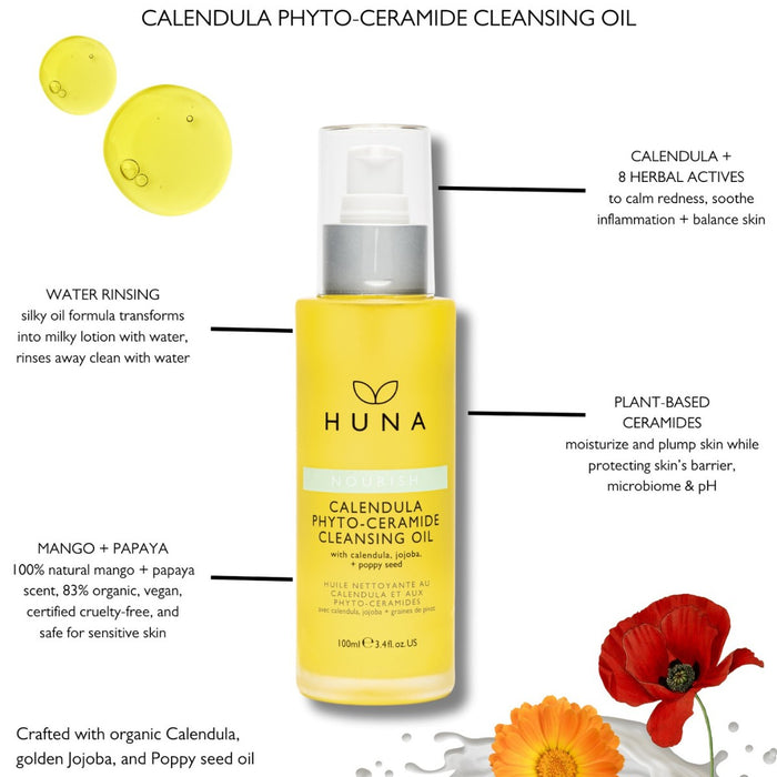 Huna Nourish Calendula Phyto-Ceramide Cleansing Oil