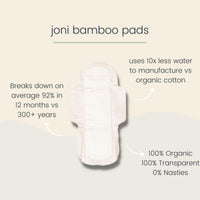 Joni Organic Bamboo Overnight Pads - 8 Pack - The Green Kiss