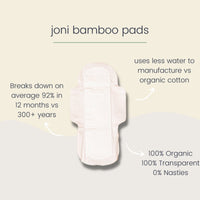 Joni Organic Bamboo Overnight Pads - 8 Pack - The Green Kiss