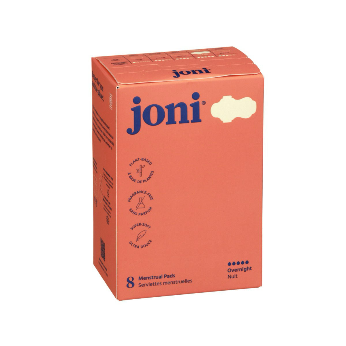 Joni Organic Bamboo Overnight Pads - 8 Pack - The Green Kiss