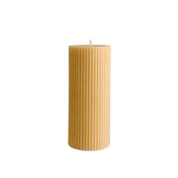 Little Mill Fluted Beeswax Pillar Candle - Medium - The Green Kiss