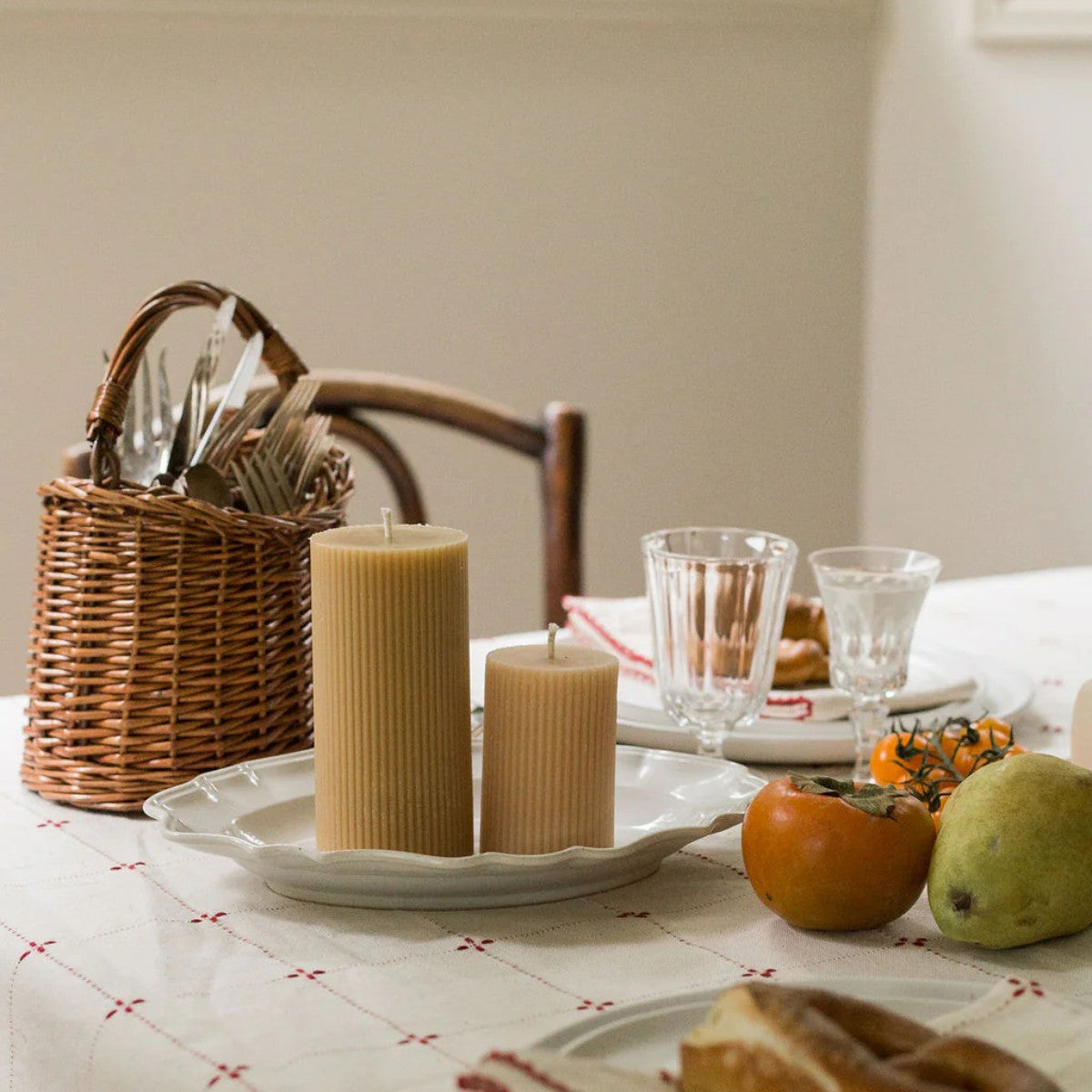Little Mill Fluted Beeswax Pillar Candle - Medium