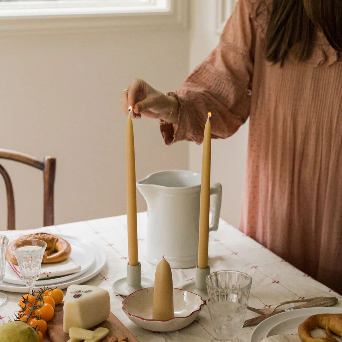 Little Mill Hand Dipped Beeswax Taper Candle Pair