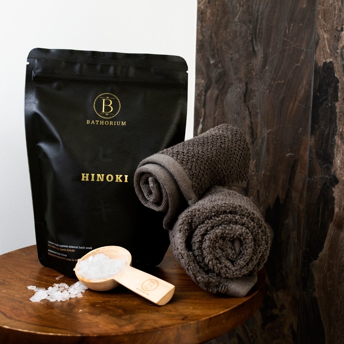 Bathorium Hinoki Magnesium Bath Flake Soak - The Green Kiss